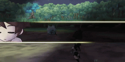 a video game shows a girl sleeping and a man running