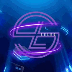 a blue background with a purple logo that says seleq on it