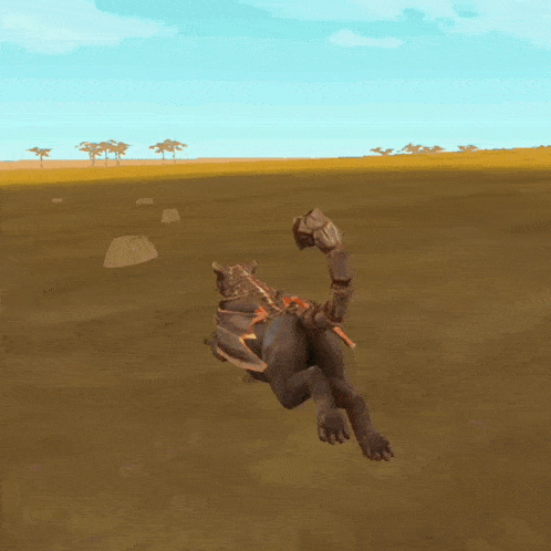 a computer generated image of a dinosaur holding a long sword