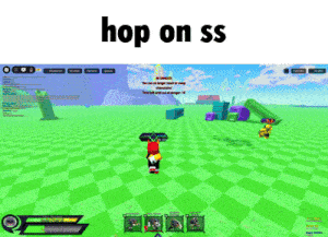 a screenshot of a video game with the words hop on ss on the top