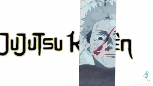 a picture of a man with blood on his face and the words jujutsu k.