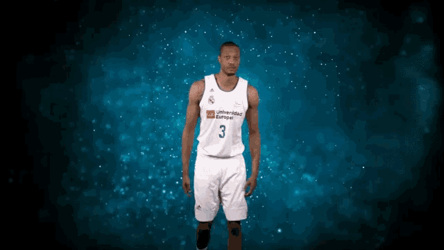 a basketball player wearing a number 3 jersey