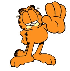 a cartoon cat named garfield is giving a high five