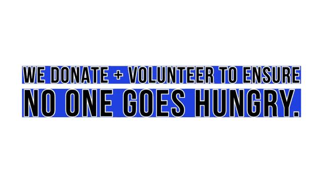 a sign that says hell yes we donate volunteer to ensure no one goes hungry