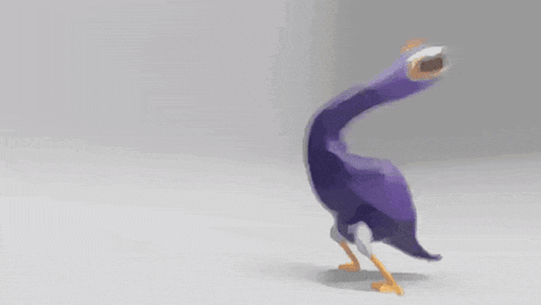 a purple worm with a long tail is crawling on the ground .