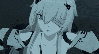 a girl with a bandage on her eye is holding a gun