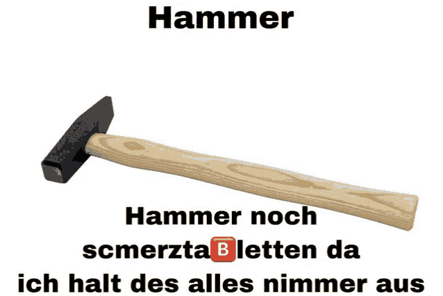 a hammer with a wooden handle and the word hammer written on it