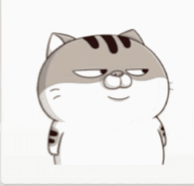 a cartoon cat is making a funny face and looking at the camera
