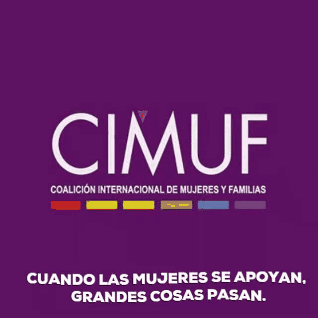 a purple background with a white logo that says cimuf
