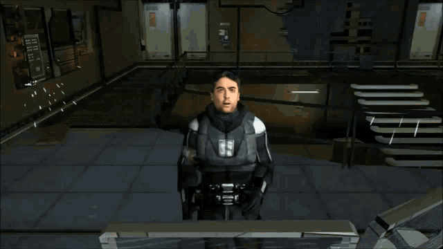 a man in a video game says " o clock "
