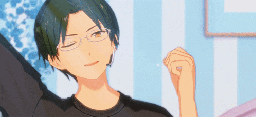 a cartoon character with green hair and glasses is covering his face with his hand