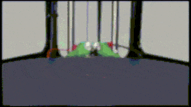 a computer generated image of a robotic arm with a red and yellow hose coming out of it