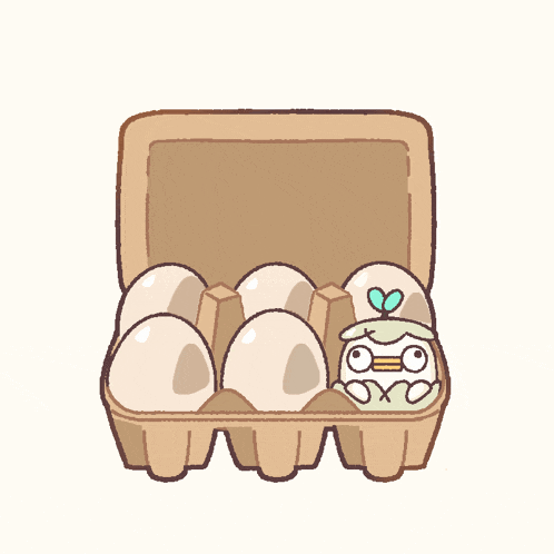 a carton of eggs with a cartoon character inside