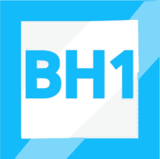 a blue and white logo with the letters bh1