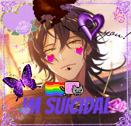 a picture of a man with butterflies and the words i 'm suicidal on it