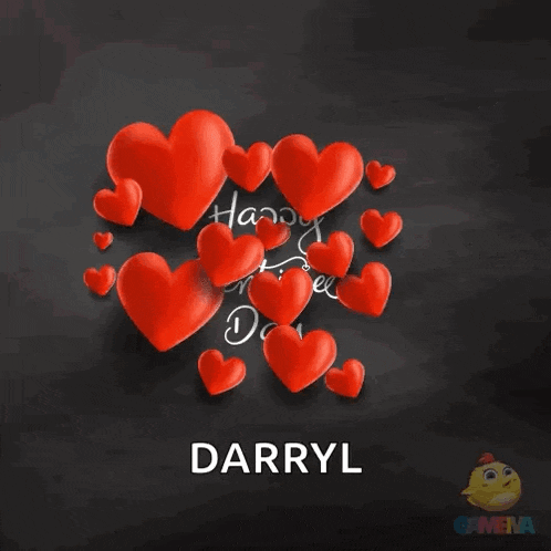 a happy valentine 's day darryl greeting card with red hearts