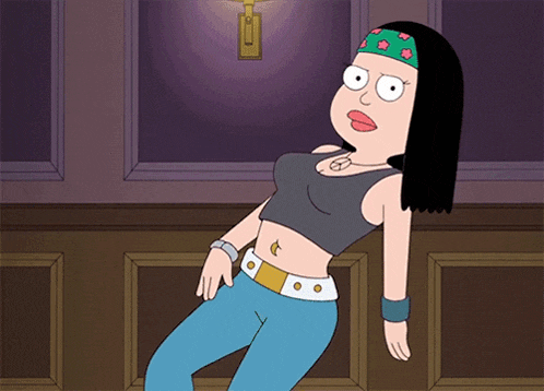 a cartoon character with black hair and a green headband
