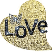 a glittery heart with the word love on it