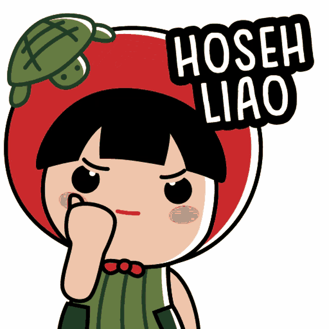 a cartoon character with a turtle on his head and the words hoseh liao above him