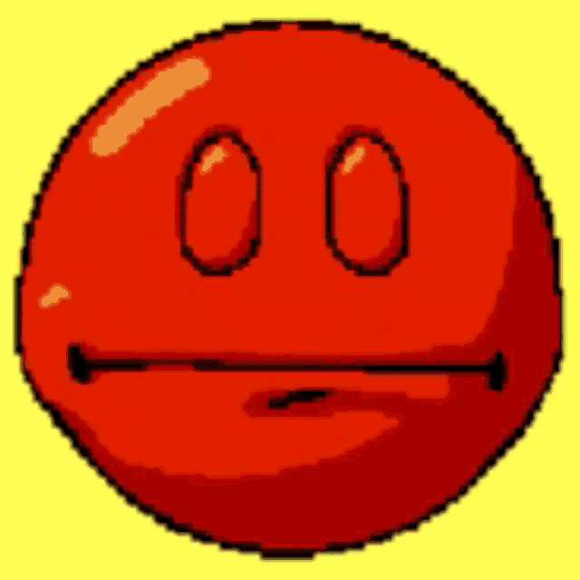a pixel art of a red ball with a smiley face