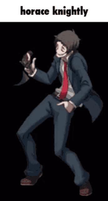 a cartoon of a man in a suit and tie with the words horace knightly written above him