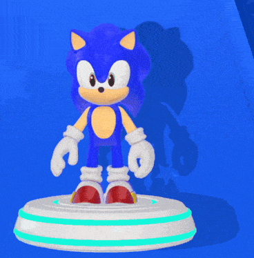 a sonic the hedgehog sitting on a white platform
