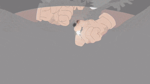 a cartoon of a man pointing at another man 's face