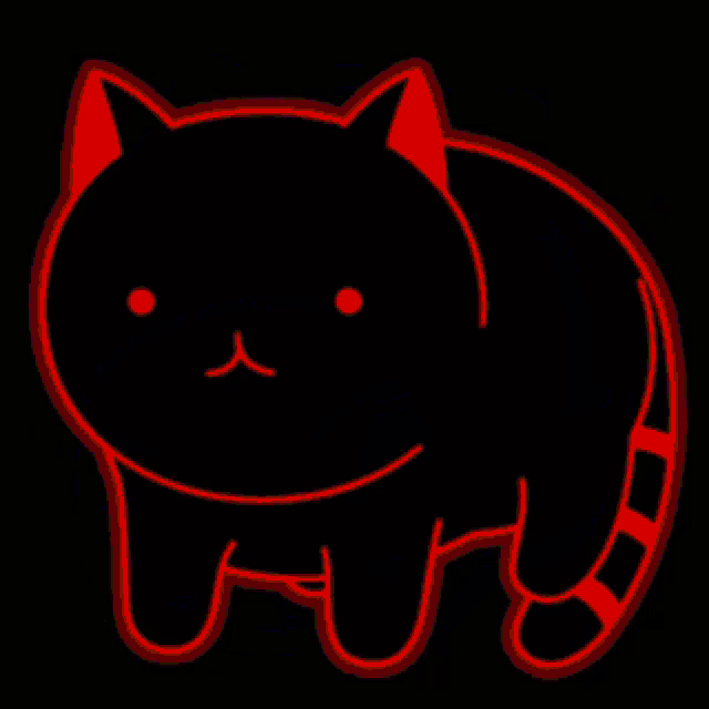 a yellow outline of a black cat with a yellow tail