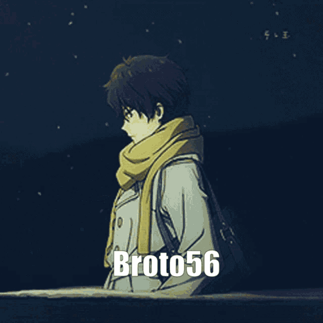 a picture of a boy with a scarf around his neck and the name broto56