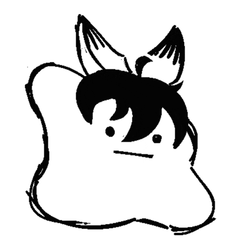 a black and white drawing of a person with a fox 's ears and a fox 's head .