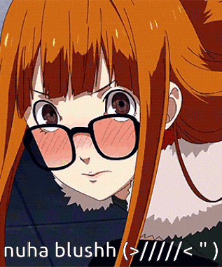 a close up of a girl wearing glasses with the words nuha blushh above her