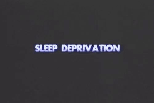 a screen displays the words sleep deprivation on it