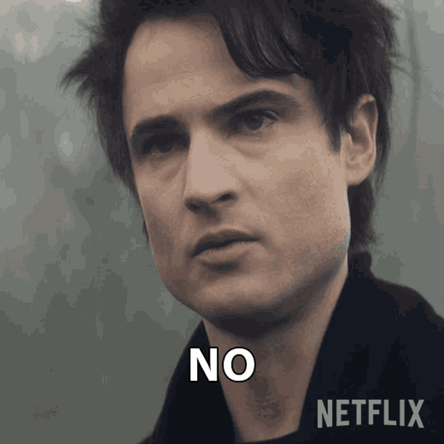 a man 's face is shown with the word no above it
