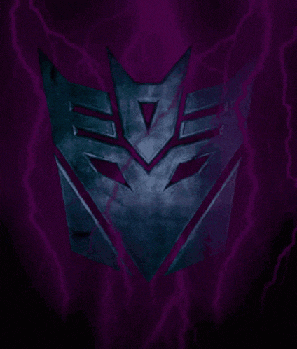 a dark purple background with a transformer logo on it