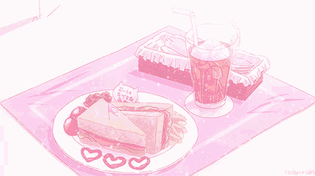 a drawing of a sandwich and a drink by lady-ruiin