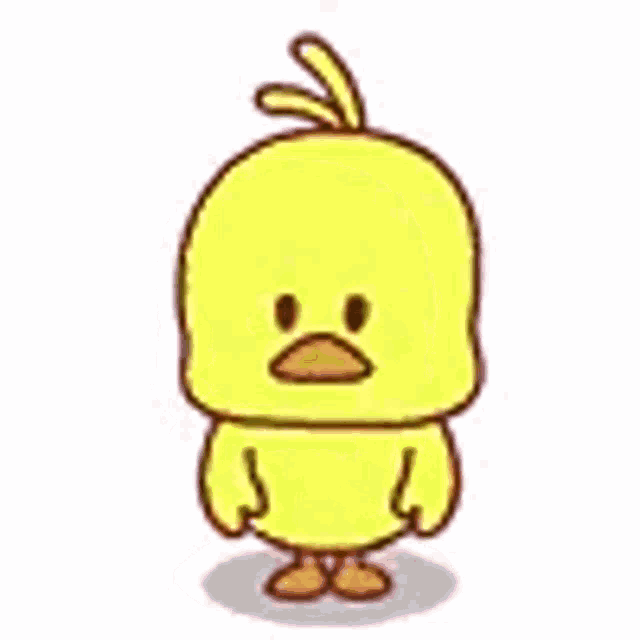 a cartoon duck is standing on its hind legs and scratching its face .