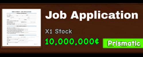 a job application is being advertised for a stock of x1