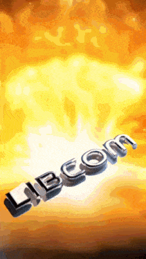 the word libcom is displayed on a yellow and orange background
