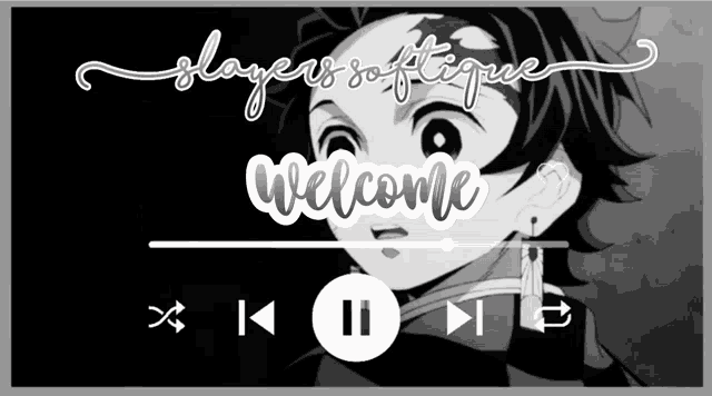 a welcome screen for slayers softique with a picture of a boy on it