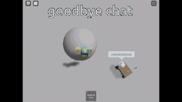 a cartoon character standing on a rock with the words goodbye chat above him