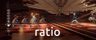 a video game with the word ratio at the bottom of the screen
