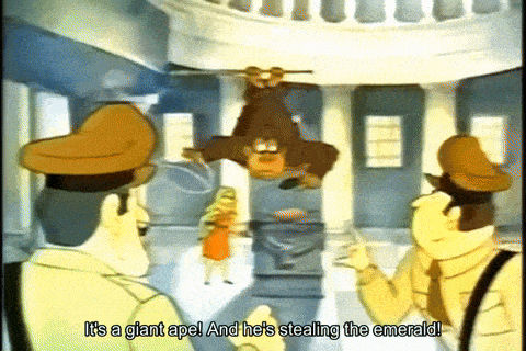 a cartoon of a gorilla stealing the emerald