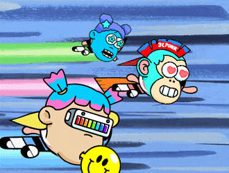 a cartoon character with a hat that says 3lpunk on it