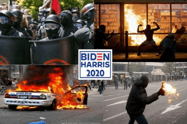 a biden harris 2020 sign is displayed in a collage of photos
