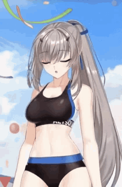 a girl wearing a bikini top that says ' poison ' on it