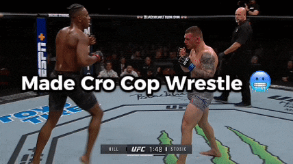 two men are fighting in a boxing ring and the words made cro cop wrestle are above them