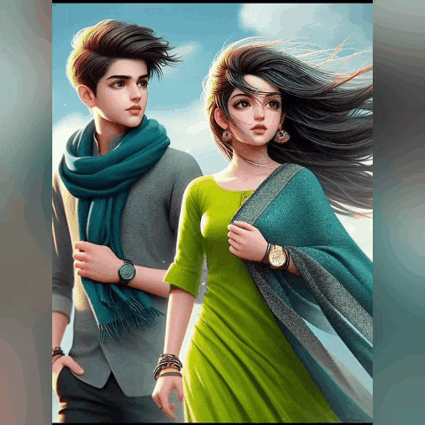 a boy and a girl are standing next to each other with the girl wearing a green dress