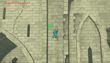 a video game character is holding a green item