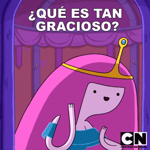 a cartoon of princess bubblegum from adventure time with the words " que es tan gracioso "