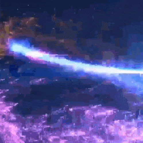 a painting of a blue and purple glowing object